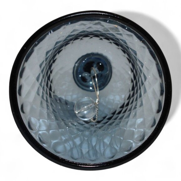 Fenton Blue Glass Diamond Pattern Bell With Hand-Painted Butterfly Design - Picture 5 of 5